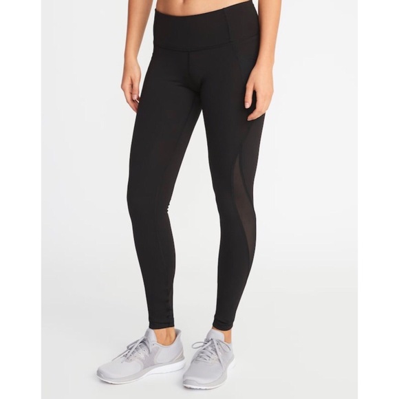 Mis-Rise Side-Pocket Mesh Trim Compression Legging - Picture 1 of 1